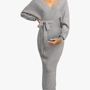 Gray Knit Maternity Dress